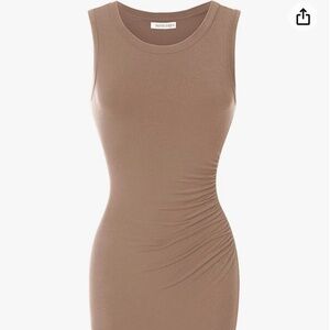 MINEFREE Women's Casual Crew Neck Bodycon Sleeveless Dress Size L